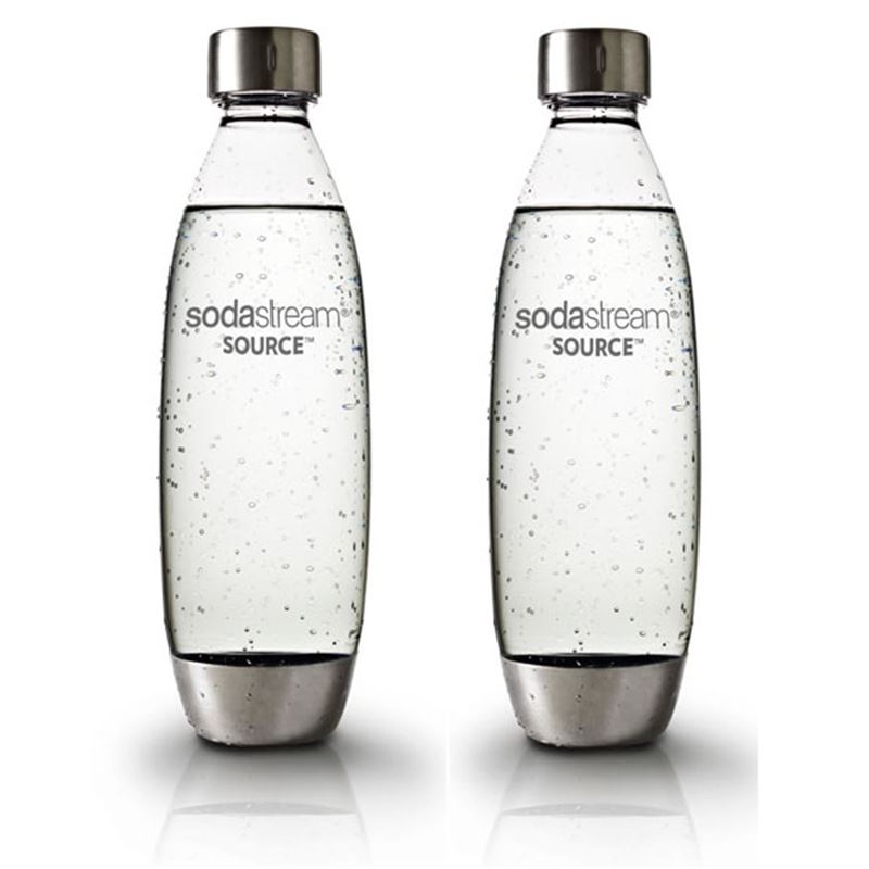 SodaStream – Twin Pack of BPA Free Drink Bottles 1Ltr Fuse Metal
