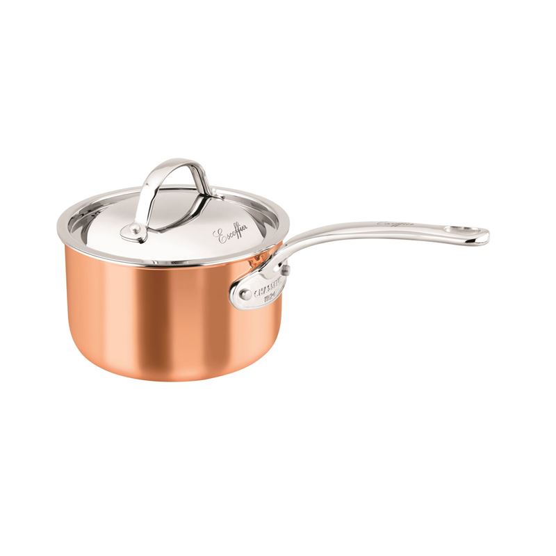 Chasseur – Escoffier Copper and Stainless Steel Tri-Ply 18cm 2.5Ltr Covered Saucepan