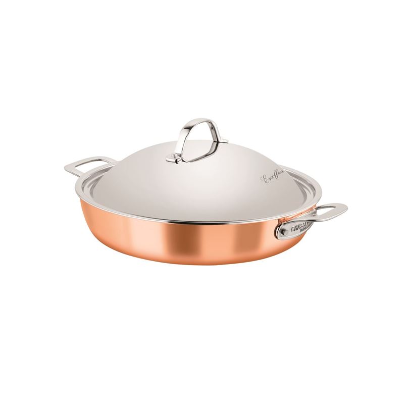 Chasseur – Escoffier Copper and Stainless Steel Tri-Ply Covered Chef’s Pan 32cm