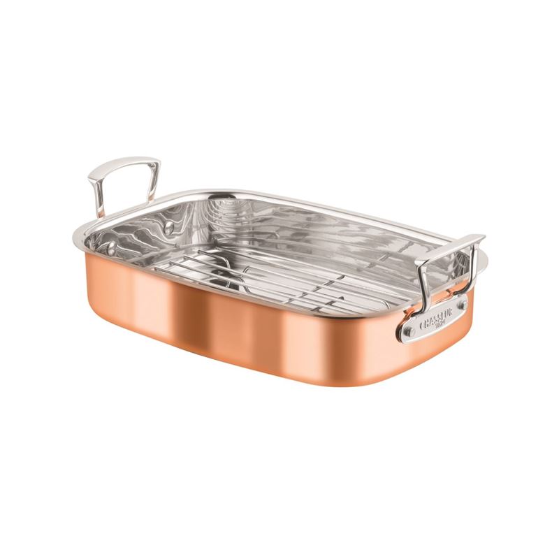 Chasseur – Escoffier Copper and Stainless Steel Tri-Ply Rectangular Roaster with Rack 35x26cm