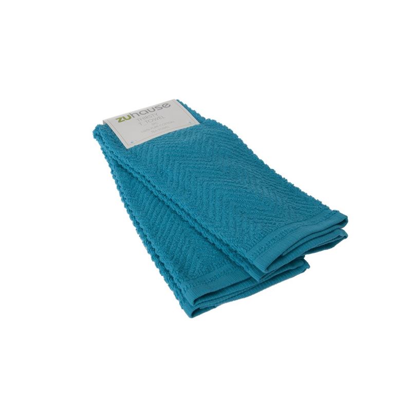 Zuhause – Herringbone Thirsty Tea Towel 40x66cm Tuquoise Set of 2