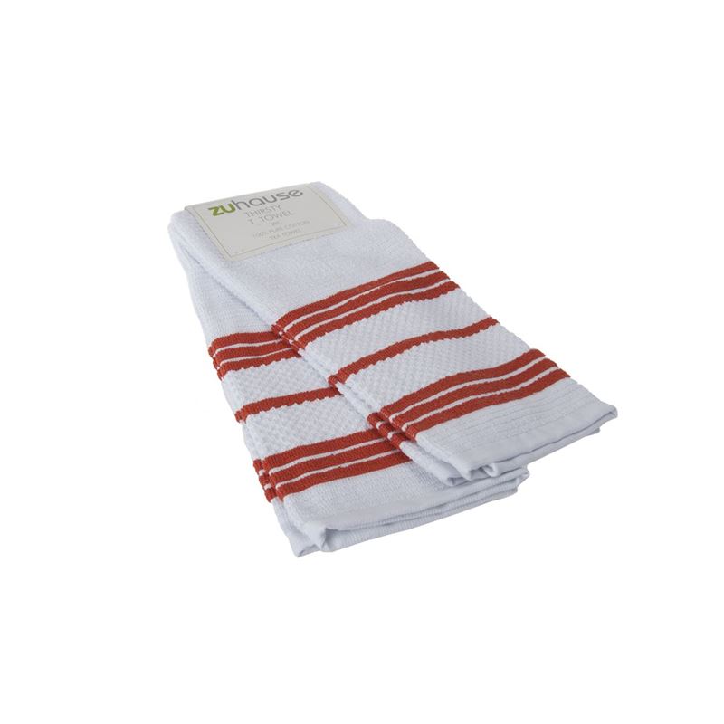 Zuhause – Johnson Stripe Thirsty Tea Towel 40x66cm Mandarin Set of 2
