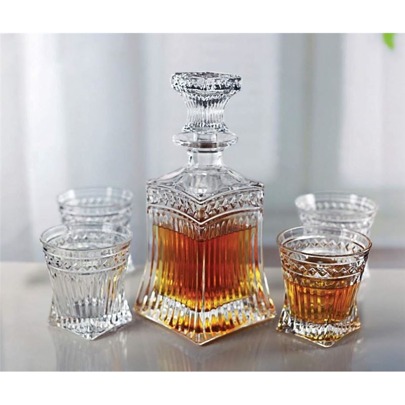 Circleware – Empire Flared 5pc Decanter Set Decanter + 4 Whisky Glasses