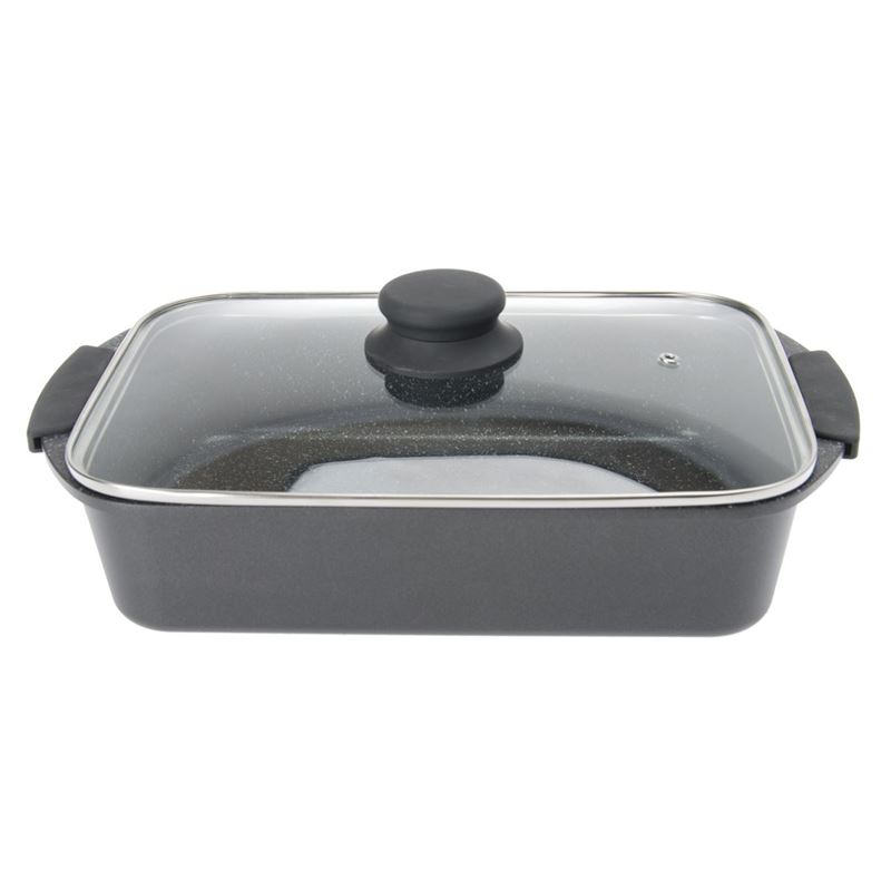 Benzer – Premium Stone Non-Stick Induction Roaster with Lid 34x26x7.5cm