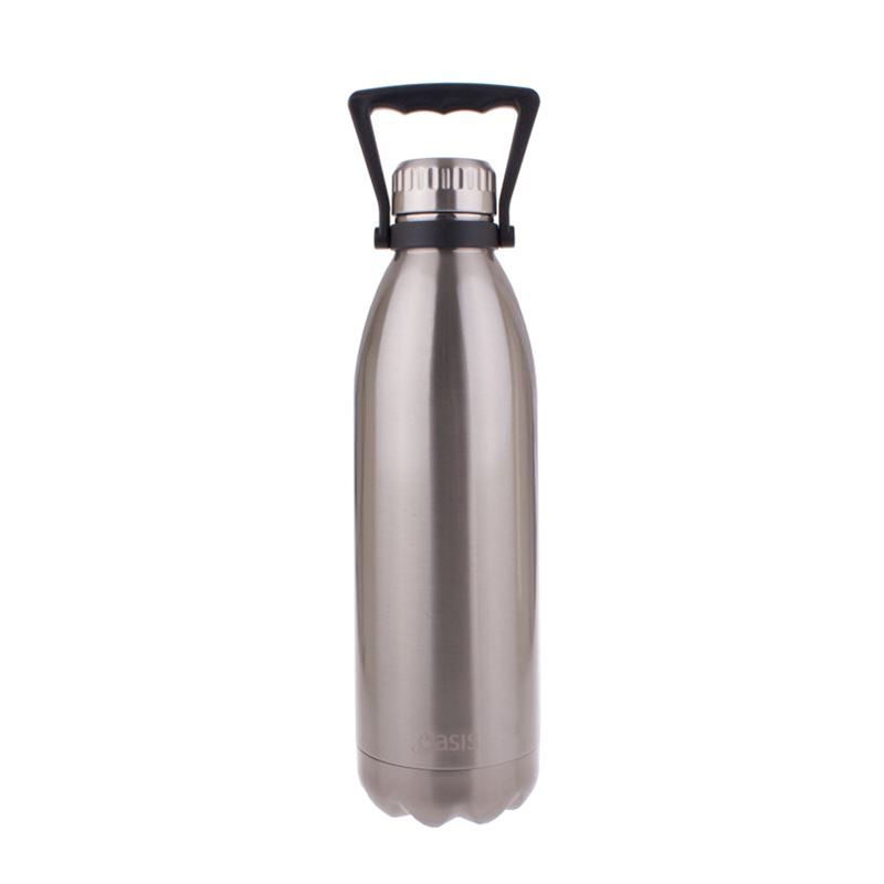 Oasis – Stainless Steel Double Wall Insulated Drink Bottle with Handle 1.5Ltr Silver