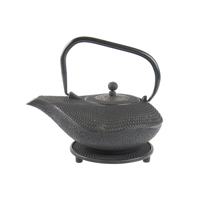 Benzer – Orient Express Sencha Cast Iron Tea Pot 1Ltr and Trivet Set Charcoal Black