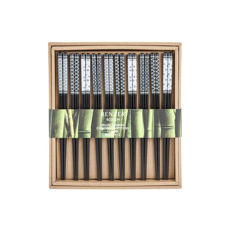 Benzer – Ecozon Bamboo Orient Collection Bamboo Chopsticks 10 Pairs Black Design 12