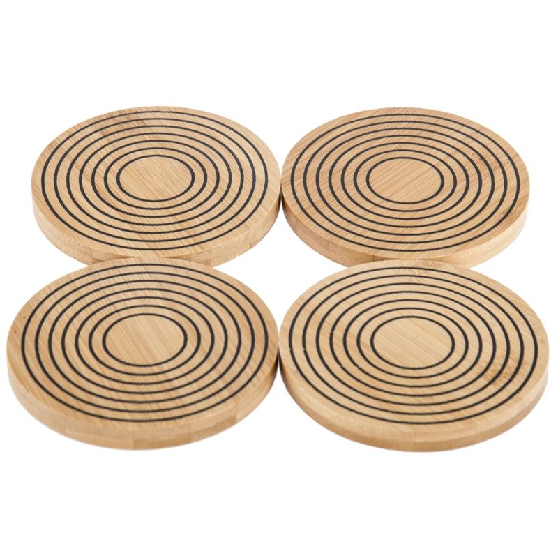 Benzer – Ecozon Bamboo Lara Bamboo Round Coasters 10cm Set of 4