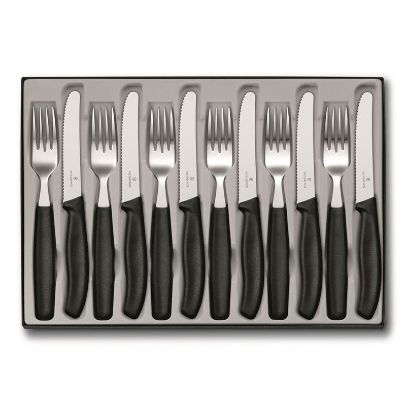 Victorinox – 12 Piece Steak Knife & Fork Set Black (Made in Switzerland)
