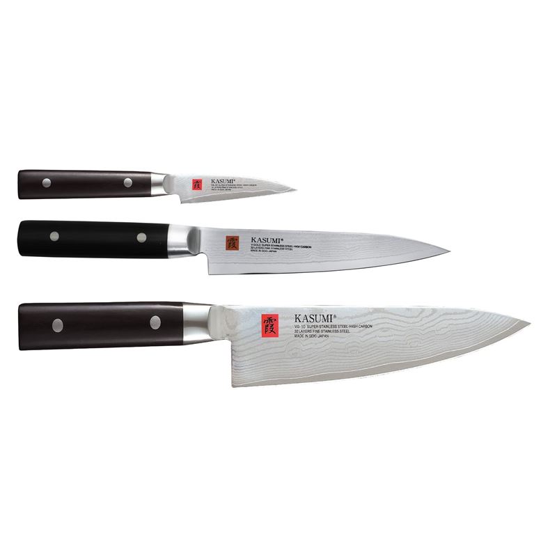 Kasumi – Damascus 3pc Chef’s Set (Made in Japan)