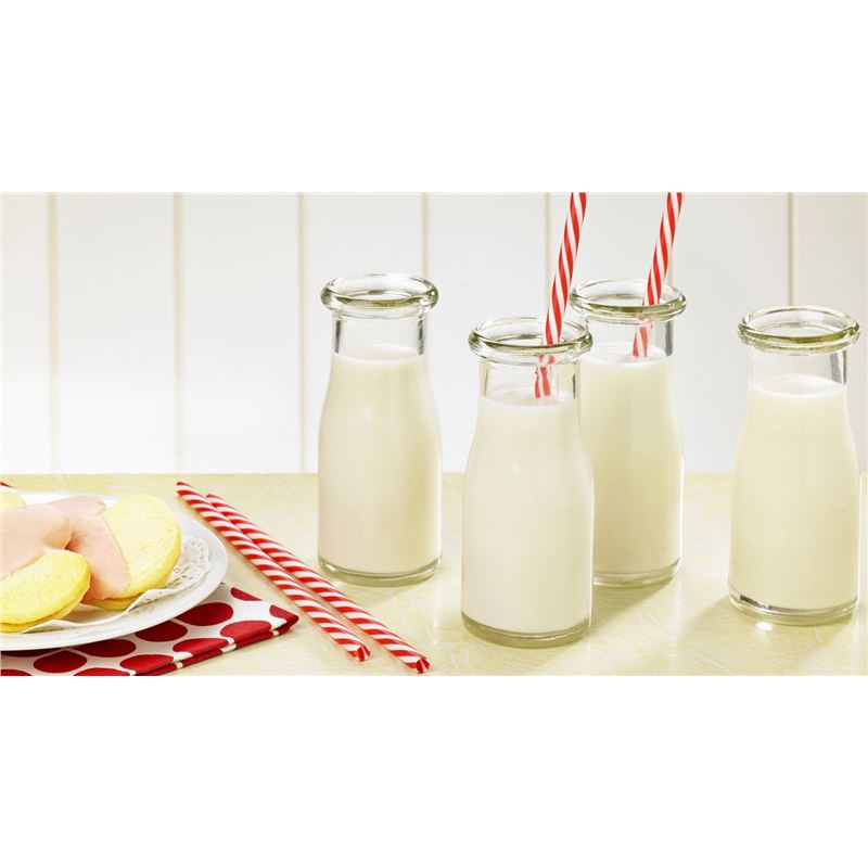 Anna Gare – Glass Milk Bottle 220ml and Straw Set of 4