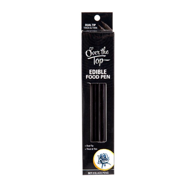 Over the Top – Edible Food Pen Black Dual Tip set of 2