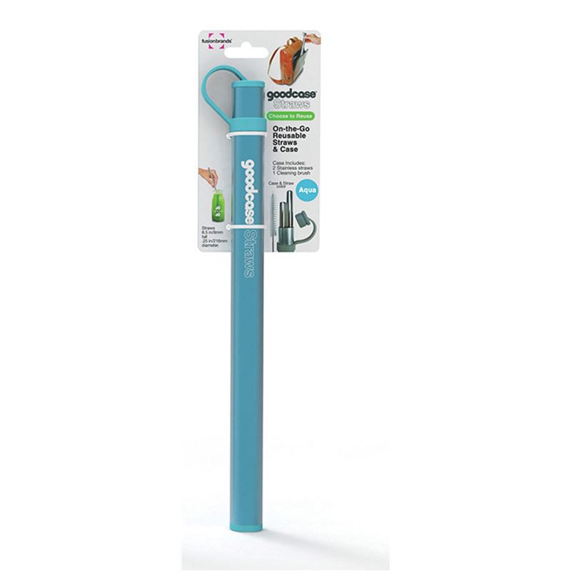 Fusion Brands – Goodcase Reusable Stainless Steel Straw Aqua Set of 2