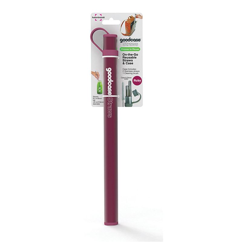 Fusion Brands – Goodcase Reusable Stainless Steel Straw Ruby Set of 2