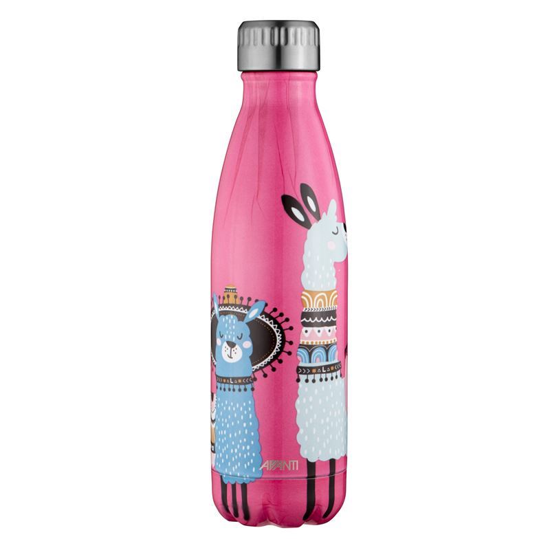 Avanti – Fluid Vacuum Stainless Steel Bottle 500ml Festive Llama Coral