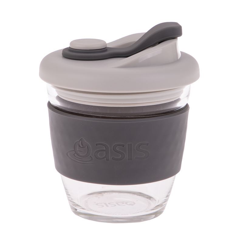 Oasis – Borosilicate Glass Reusable Eco Cup 227ml Charcoal