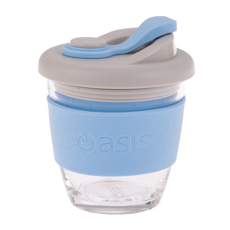 Oasis – Borosilicate Glass Reusable Eco Cup 227ml Powder Blue