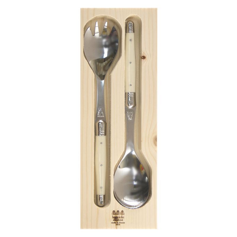 Laguiole by Jean Dubost – Authentic French Made Simplicite Ivory Salad Server Set (Made in France)