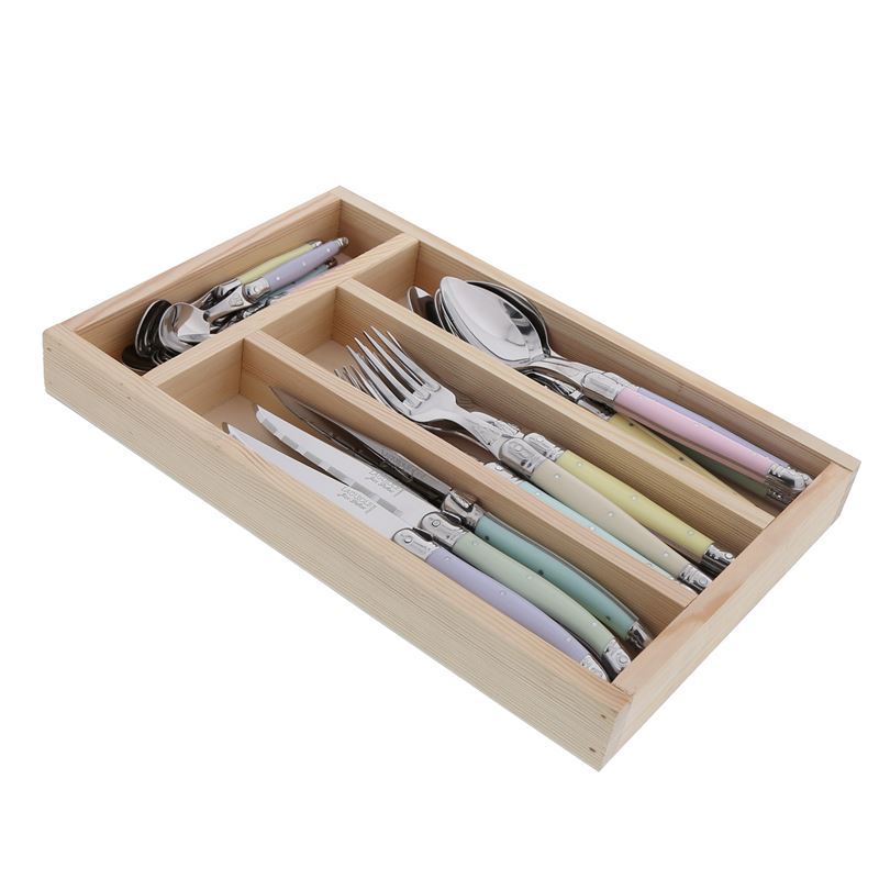 Laguiole by Jean Dubost – Authentic French Made Simplicite Pastel 24pc Cutlery Set (Made in France)