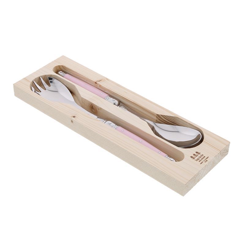 Laguiole by Jean Dubost – Authentic French Made Simplicite Pastel Pink Salad Server Set (Made in France)