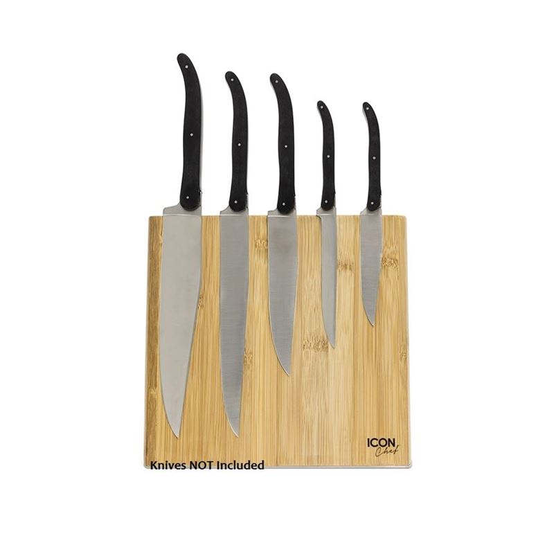 IconChef – Bamboo Magnetic Knife Stand with Stainless Steel Base