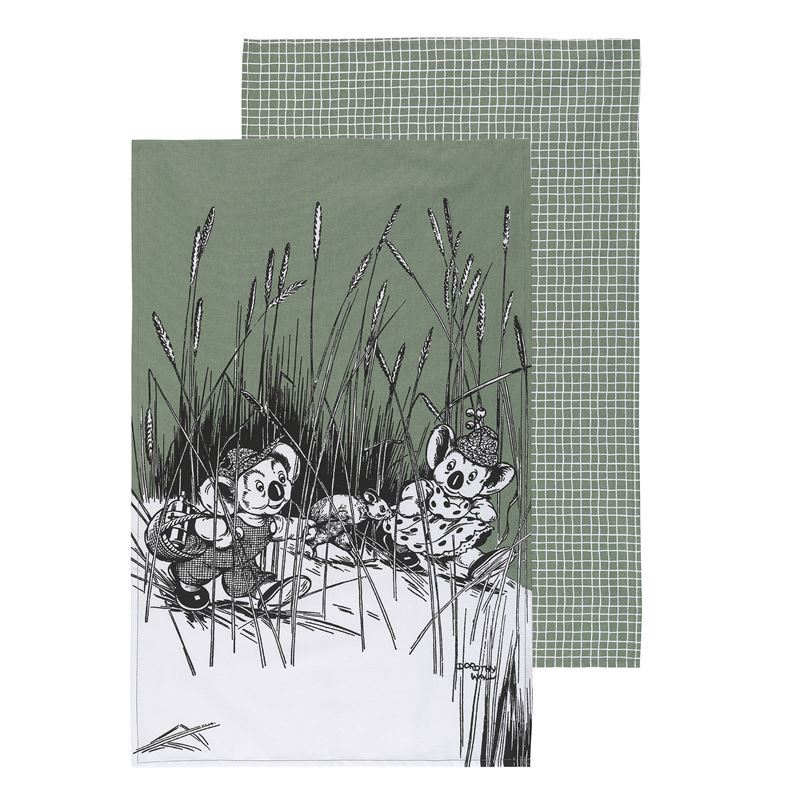 Blinky Bill by Ecology – 100% Cotton Tea Towel Set of 2 Sage Green