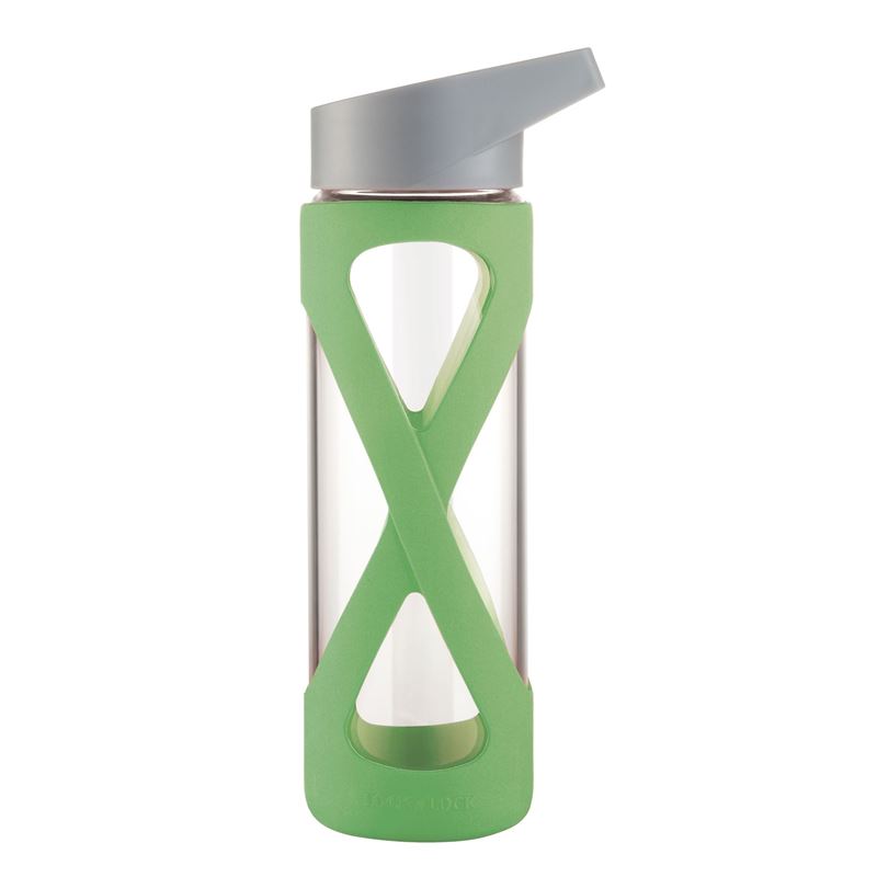 Lock & Lock – Glass Water Bottle with Silcone Sleeve 510ml Green