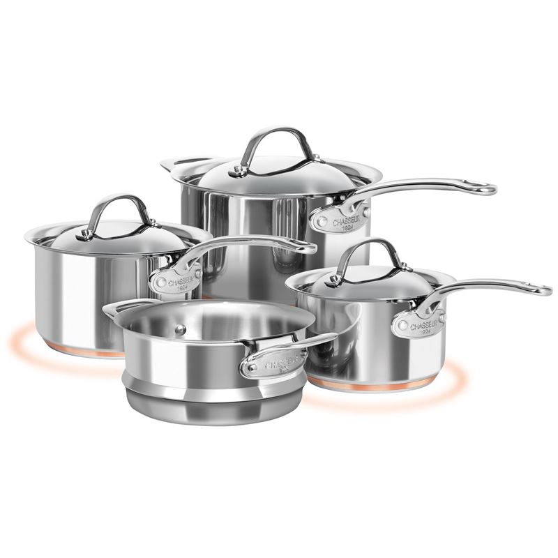 Chasseur – Le Cuivre Stainless Steel Copper Based 4pc Saucepan and Steamer Set