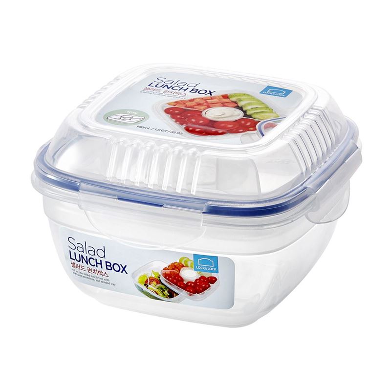 Lock & Lock – Classic Salad Lunch Box with Dividers and Dressing Pot 950ml