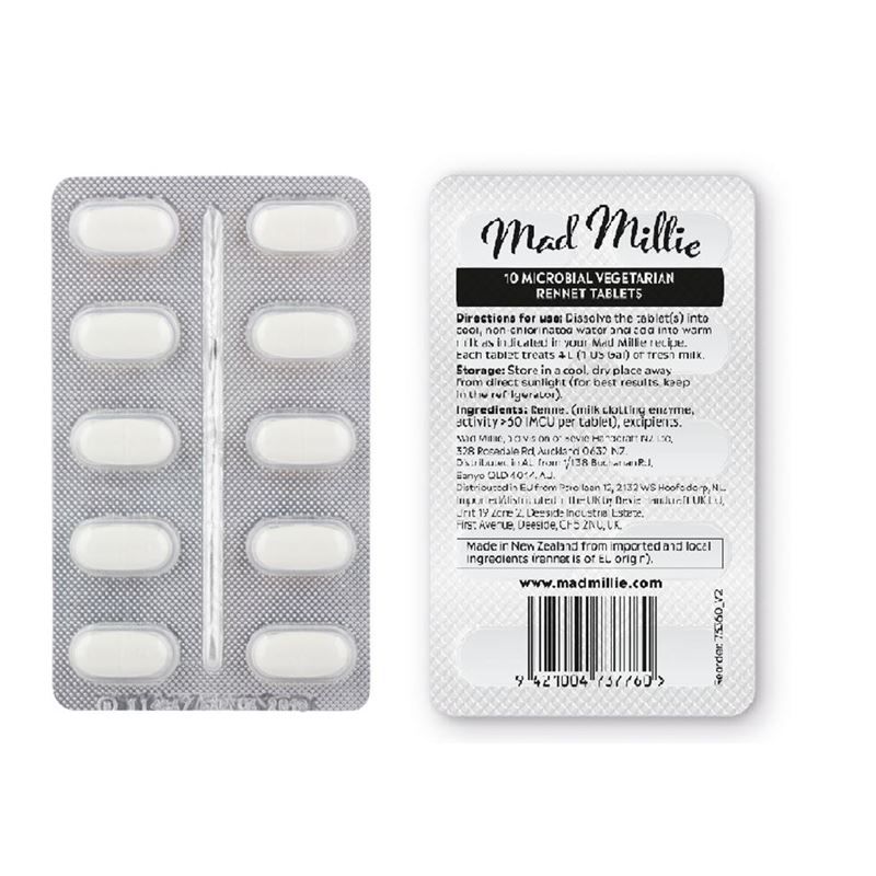 Mad Millie – Vegetarian Rennet Tablets 4Ltr/Tablet – 10 Tablet Strip