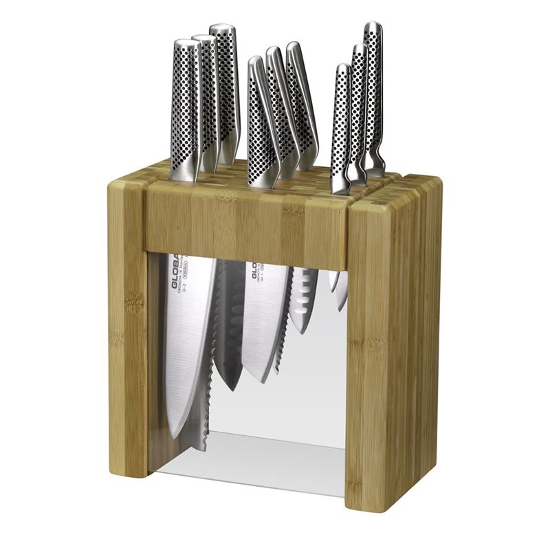 Global – Ikasu X  GIANT 10 PIECE Knife with Bamboo Block Set (Made in Japan)