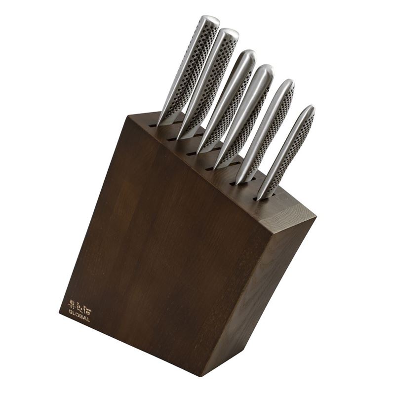 Global – Kyoto7 piece Professional Knife Block Set Stained Ash (Made in Japan)