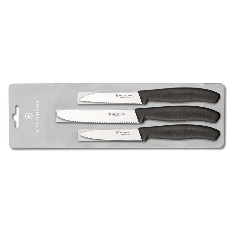 Victorinox – Swiss Classic Paring Knife 3pc Set Black (Made in Switzerland)