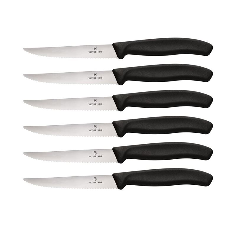 Victorinox – Swiss Classic Pointed Steak Knife 6pc Set Black (Made in Switzerland)