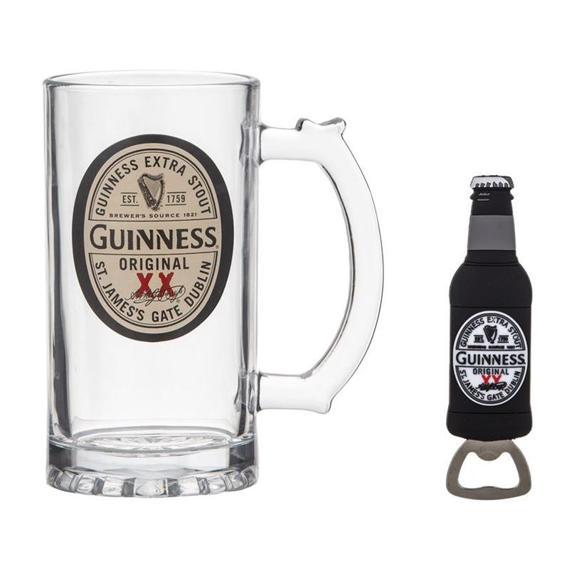 Guinness – Original Label Glass Tankard and Opener Gift Set