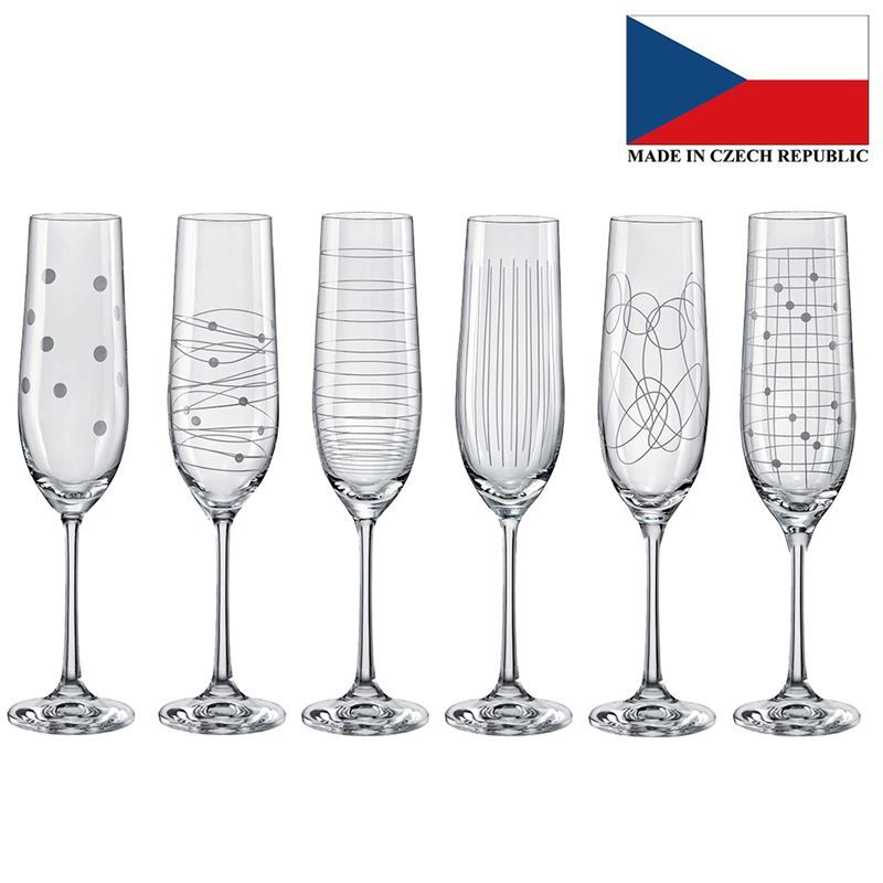Bohemia – Elements Champagne Flute 190ml Set of 6 (Made in the Czech Republic)