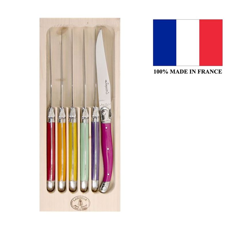 Laguiole by Jean Dubost – Authentic French Made Multicolour 6pc Steak Knife (Made in France)