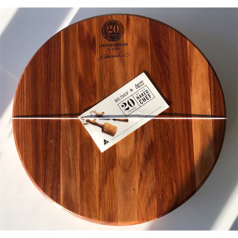 Jamie Oliver & Big Chop – 20 Years of the Naked Chef LIMITED EDITION Round Chopping Block 40x7cm (Made in Australia)