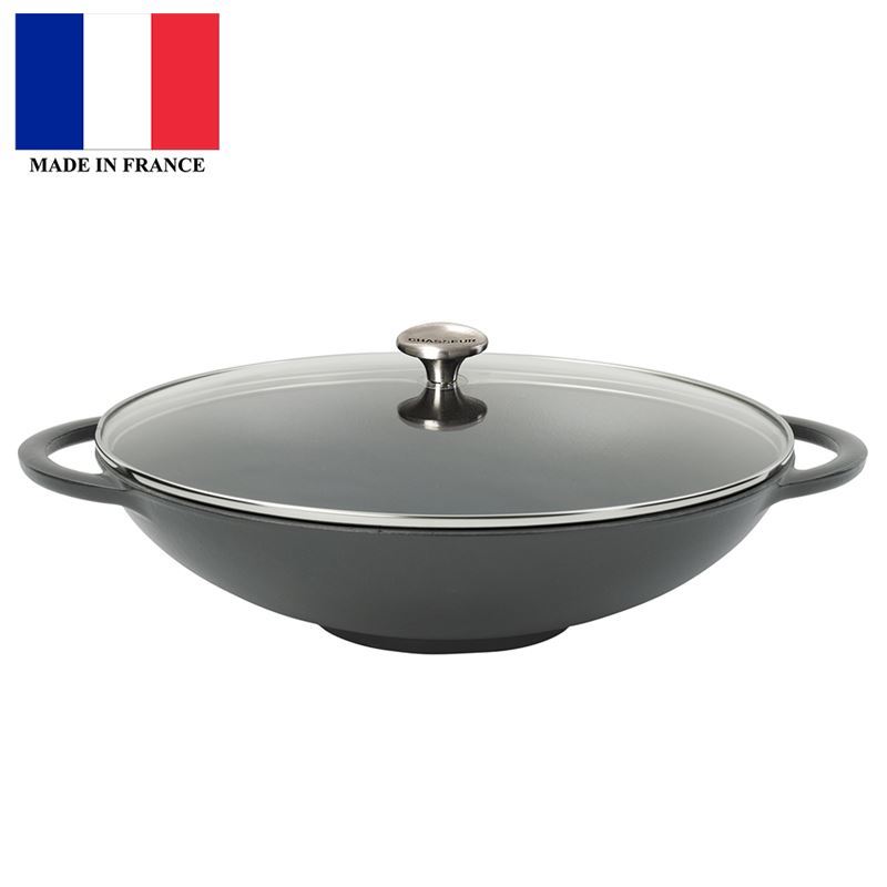 Chasseur Cast Iron – Caviar Wok with Glass Lid 37cm(Made in France)