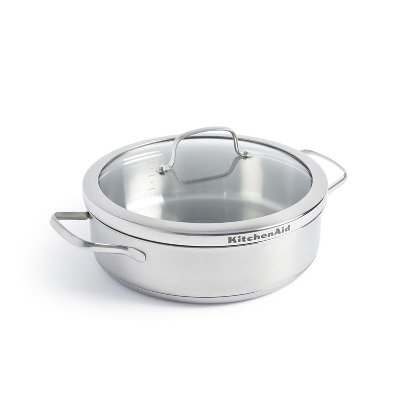 KitchenAid – Professional Stainless Steel Induction Chef’s Deep Skillet Pan with Lid 26cm 3.6Ltr