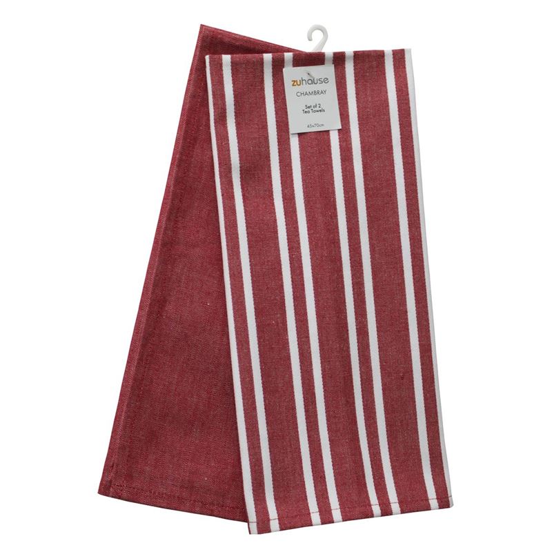 Zuhause – Chambray Tea Towel Set of 2 Red 45x70cm