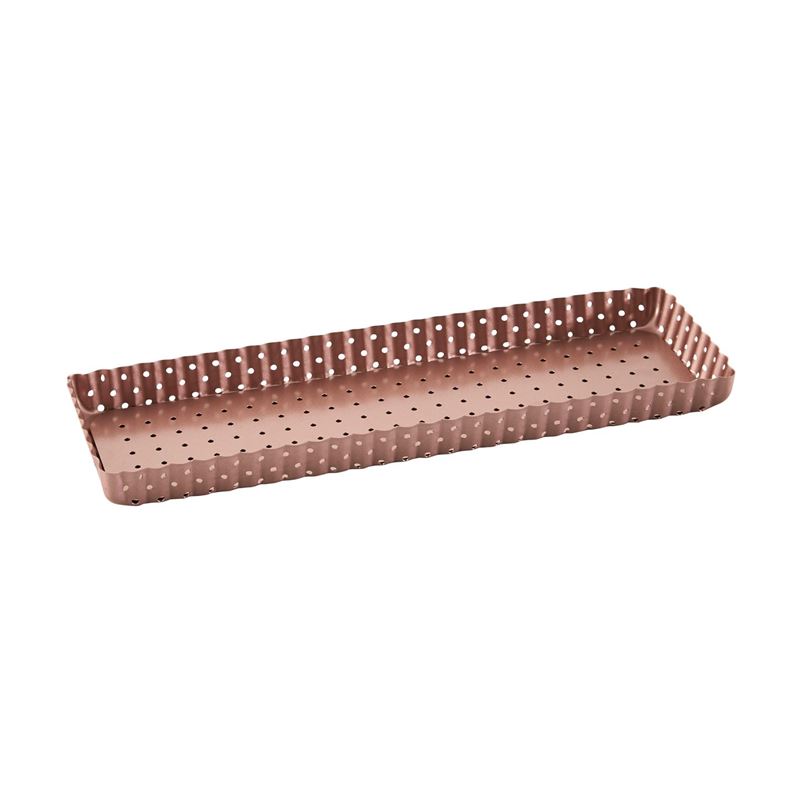 Wiltshire – Rose Gold Non-Stick Perforated Loose Base Rectangular Tart Pan 34.5×10.5×2.5cm