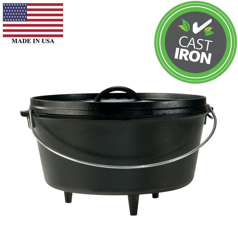 Lodge – Logic Cast Iron Deep Camp Dutch Oven 8 Qt (Made in the U.S.A)