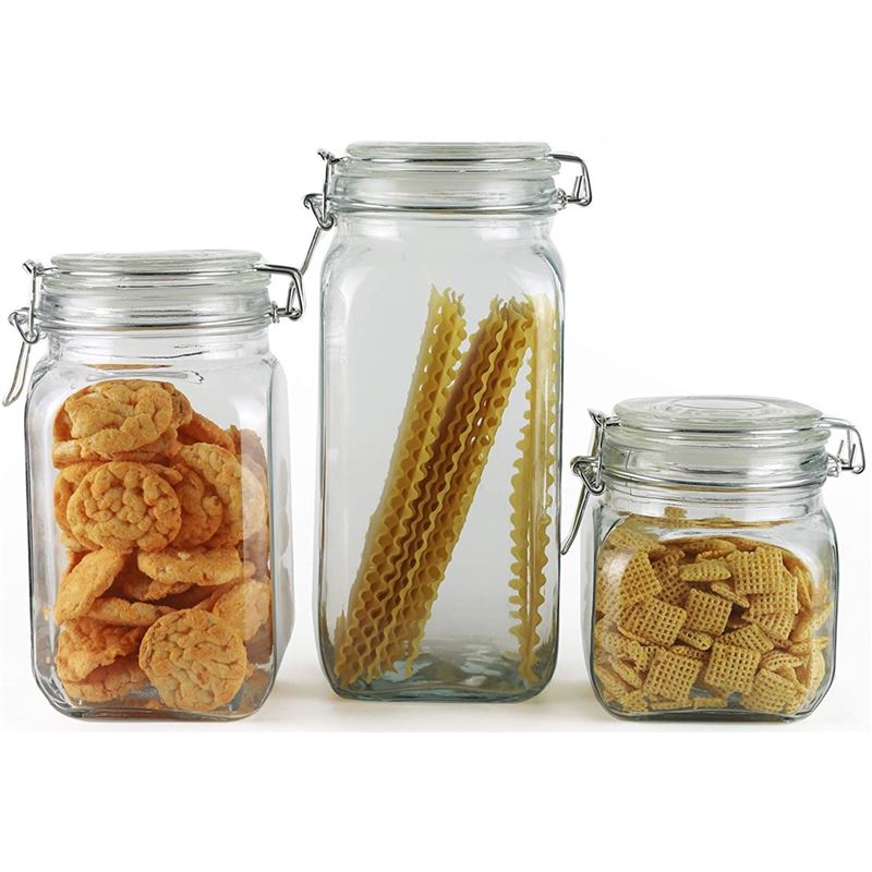 Benzer – Glass Storage Staples 3pc Canister Set