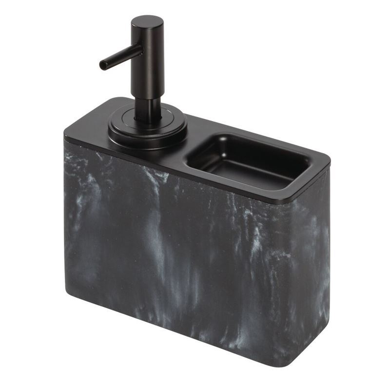 InterDesign – Dakota Pump Dispenser with Ring Holder Black Marble Look