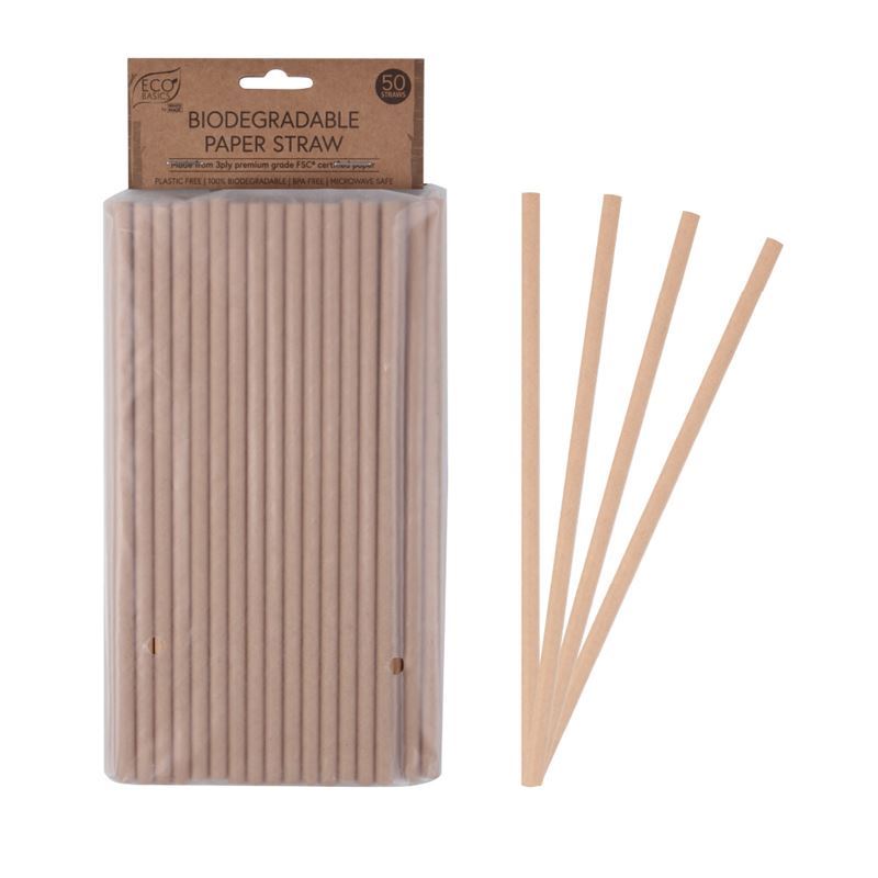 Eco Basics – Biodegradable Sugarcane Paper Straws Pack of 50