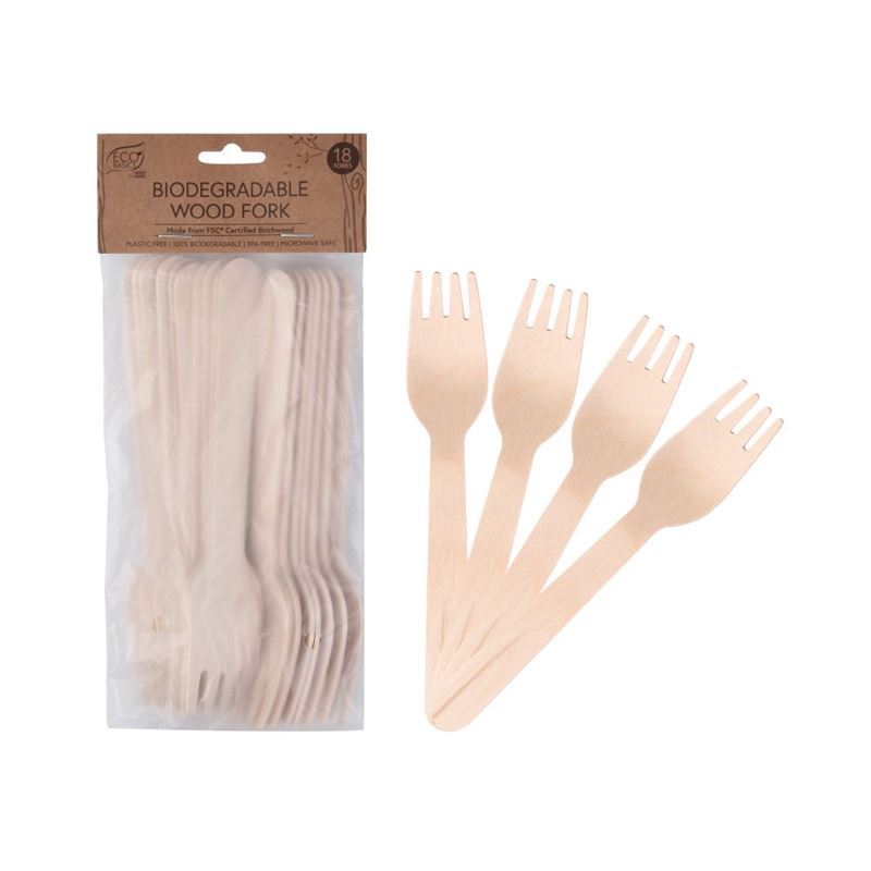 Eco Basics – Biodegradable Wood Fork Pack of 18