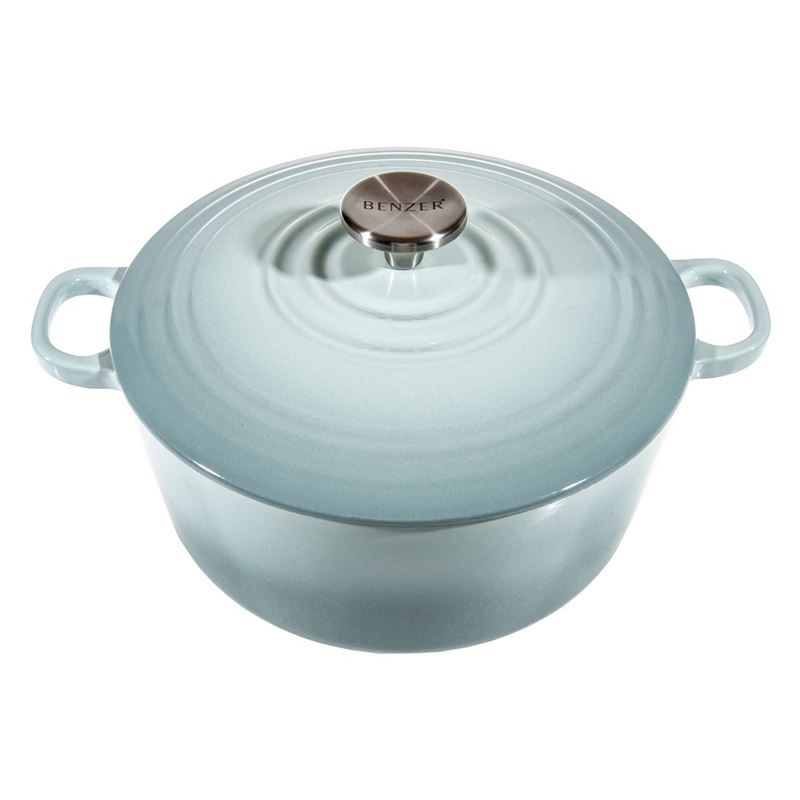 Benzer – Kristoff Cast Iron 24cm Chef’s Casserole with Stainless Steel Knob 4.2Ltr Duck Egg Blue