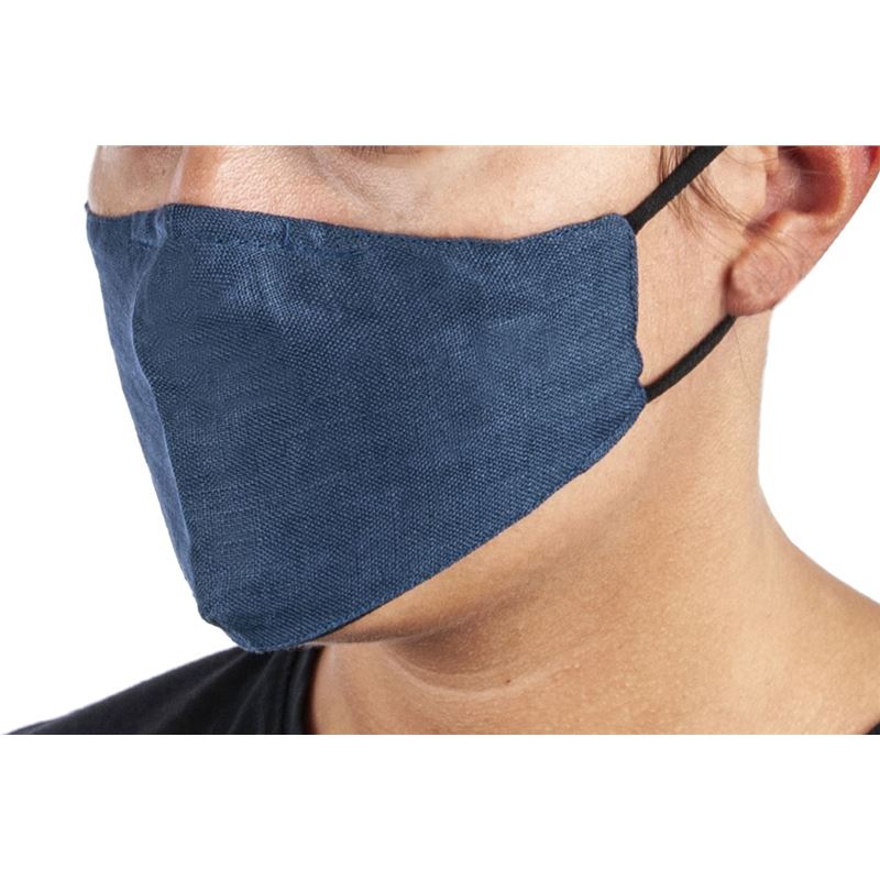 Pure Linen Fabric Fashion Face Mask Navy Blue – Non-Medical Child