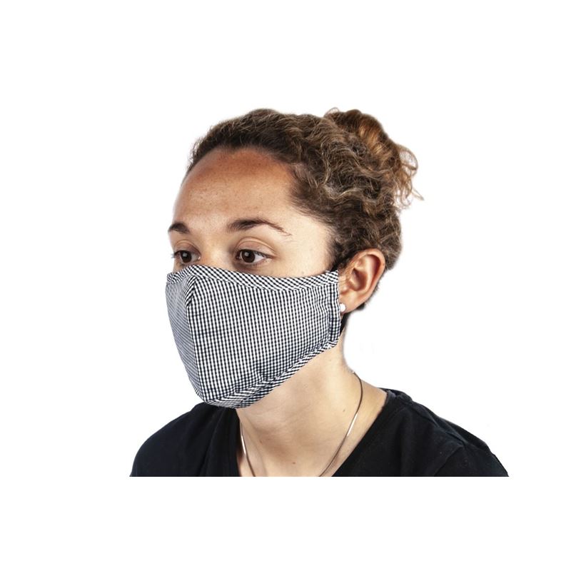 Check Fabric Fashion Face Mask Black – Non-Medical